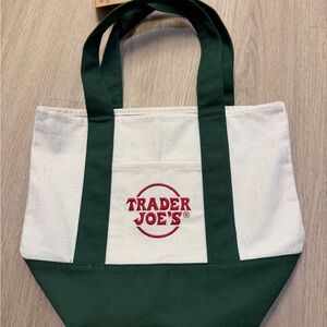 Trader Joe's MINI Green and White Tote Bag